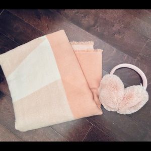 Lauren Conrad pink scarf and ear muffs
